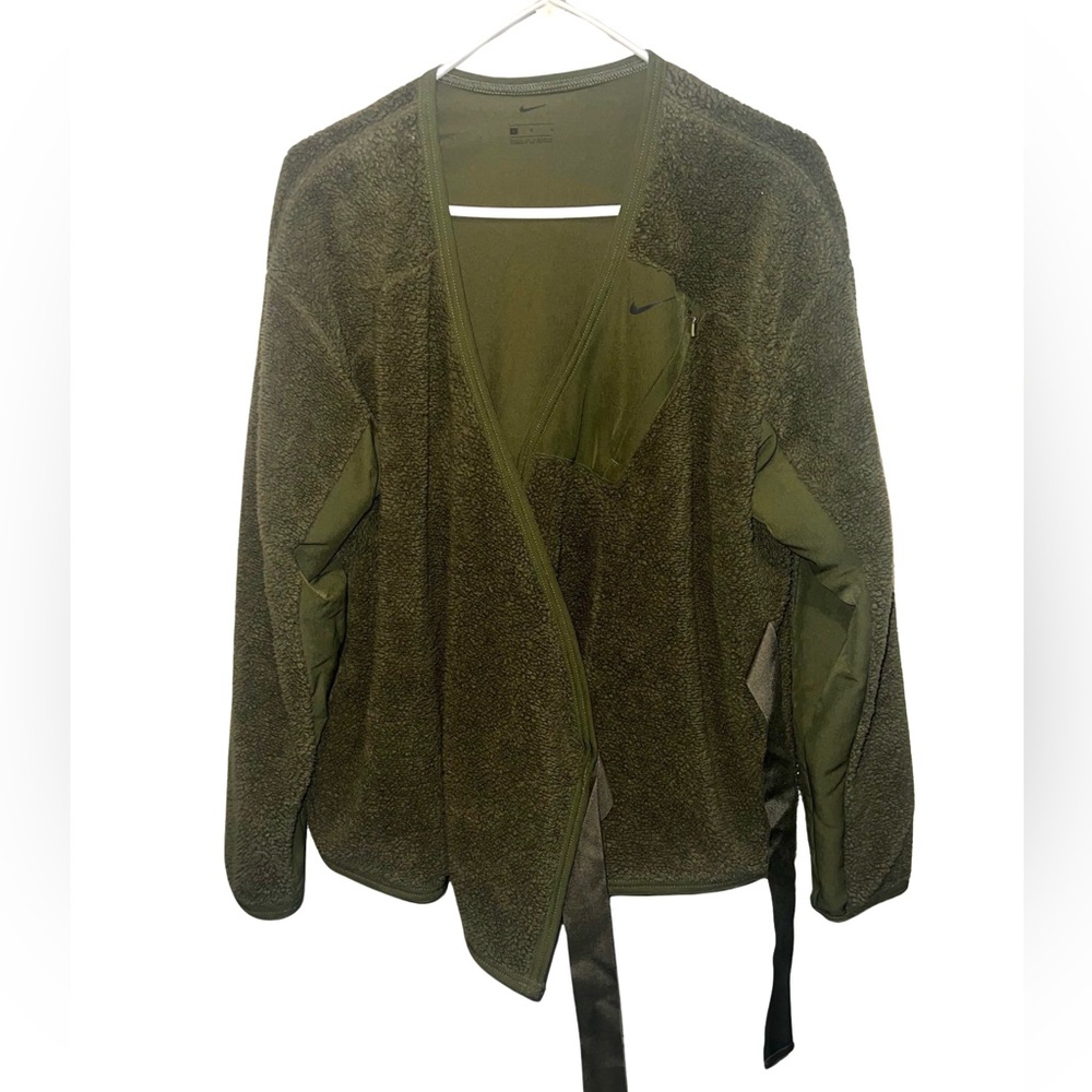 Nike Olive Long Sleeve Sherpa Training Wrap Top - Picture 9 of 15